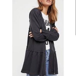 Free People Tiered Trapeze Zip Sweatshirt